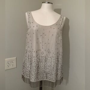 Ann Taylor Gray Embellished Tank Top